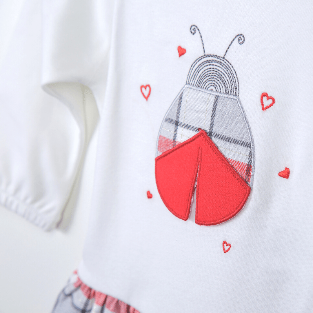 Ladybug White & Red Dress with Tights - Ladybug White & Red Dress with Tights - 6-9 Months - Bebetto - Melymod