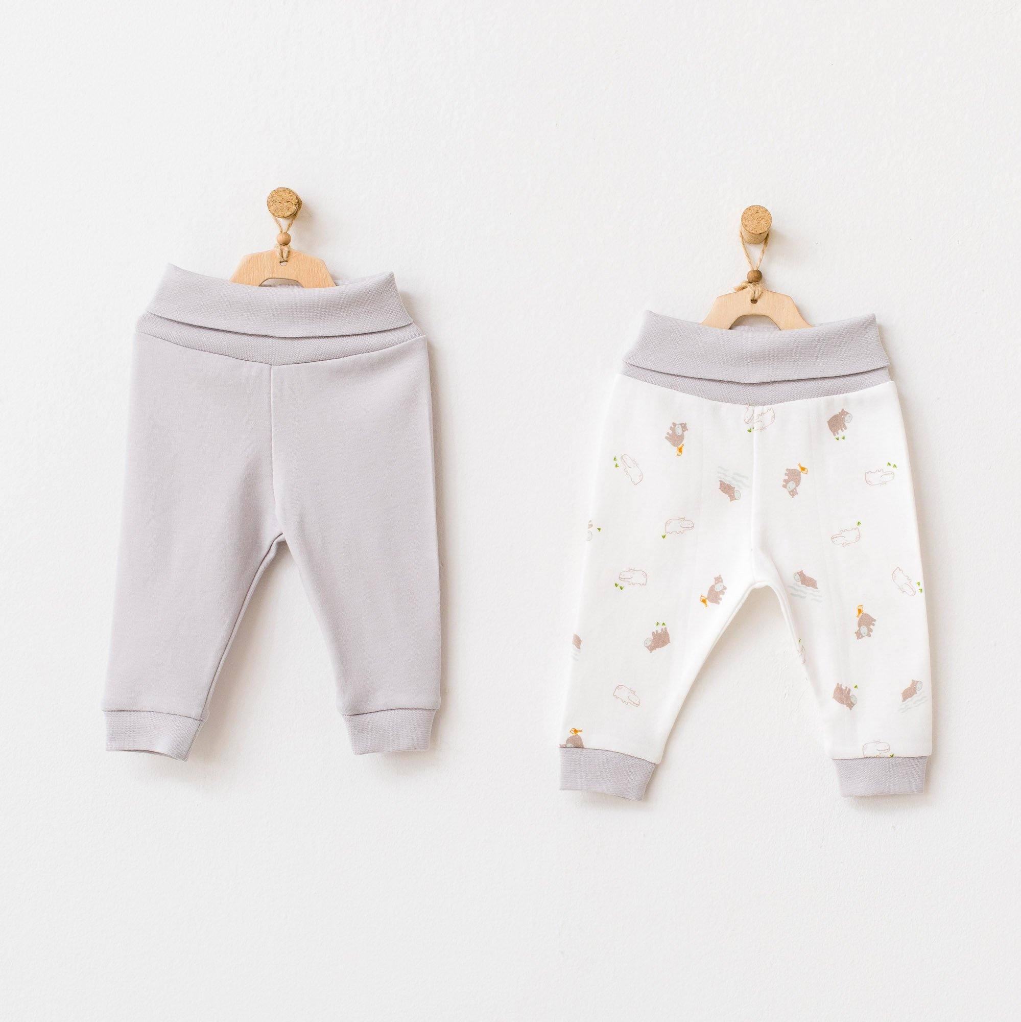 Hippo - 2 Pieces Baby Pant Set - Hippo - 2 Pieces Baby Pant Set - 1-3 Months - Andywawa - Melymod