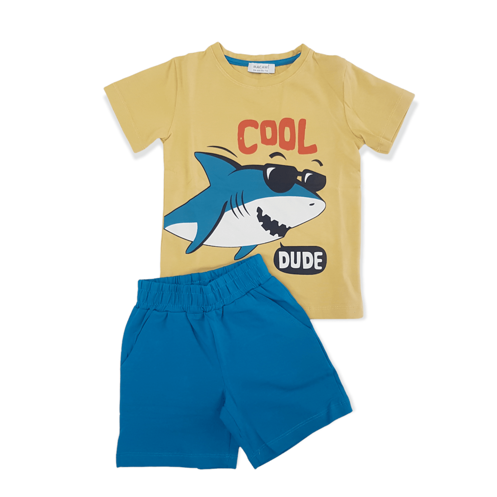Cool Dude Shark Set - Cool Dude Shark Set - 3-4 Years / Yellow / Cotton - Macawi - Melymod