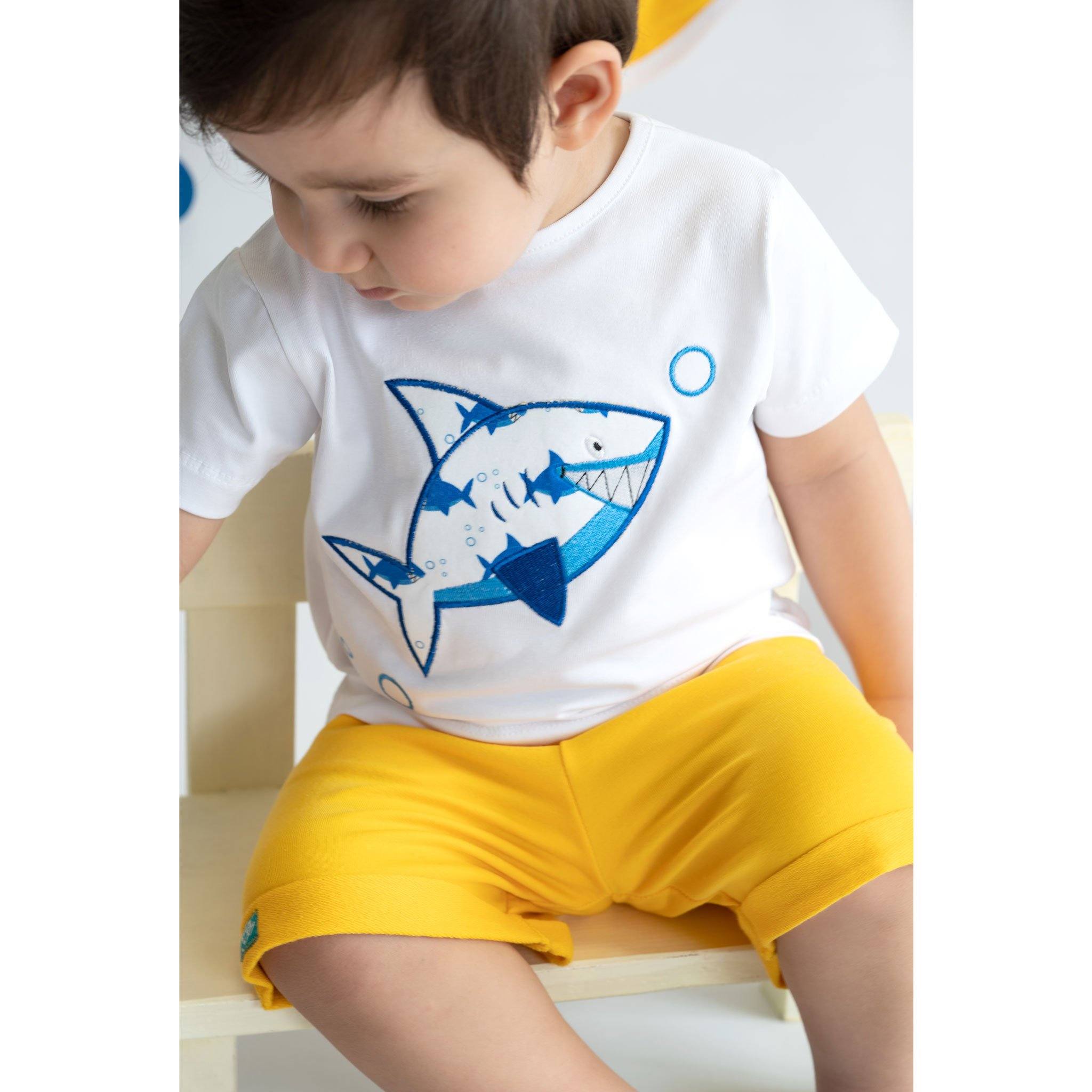 Yellow Blossom Organic Baby Boy Short and T-shirt Set - Yellow Blossom Organic Baby Boy Short and T-shirt Set - 3-6 Months / Yellow - NilaKids - Melymod