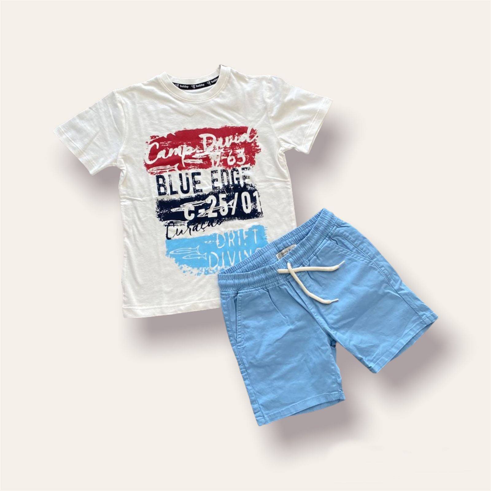 Blue Edge Cotton T-shirt - Blue Edge Cotton T-shirt - 3-4 Years - Bobby JR - Melymod