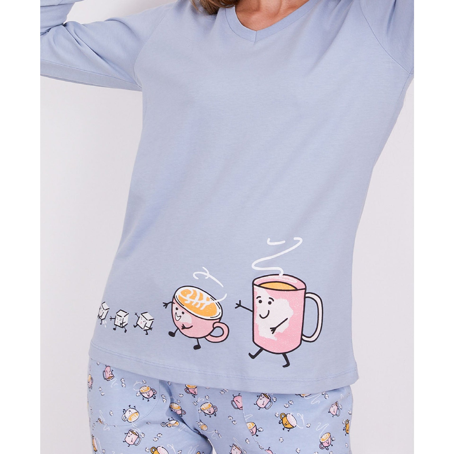 Mommy Breakfast Cup Pajama Set - Mommy Breakfast Cup Pajama Set - S - Rolypoly - Melymod
