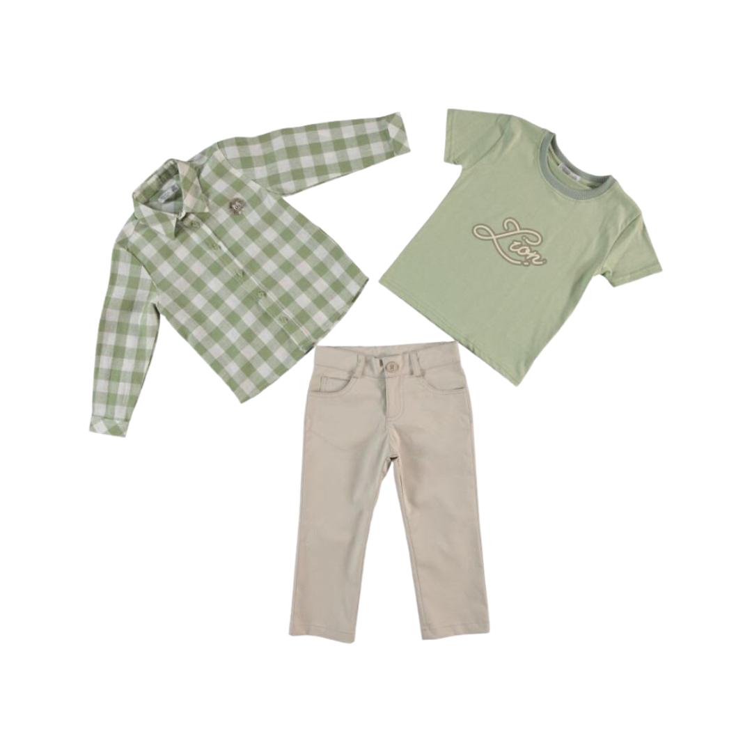 Lion Green Casual 3 pieces Set - Lion Green Casual 3 pieces Set - 2-3 Years - Monna Rosa - Melymod