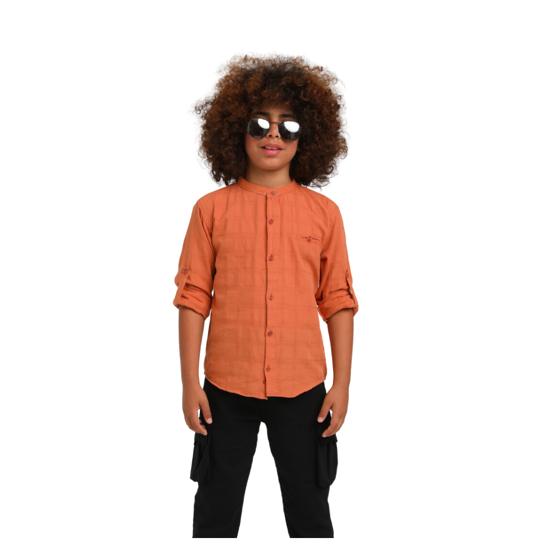 Orange Linen Casual Shirt - Orange Linen Casual Shirt - 4-5 Years - Escabel - Melymod