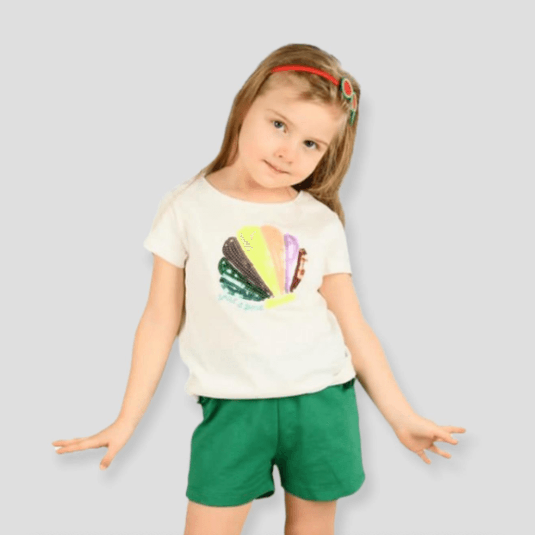 Multicolor Shell Girls T-shirt - Multicolor Shell Girls T-shirt - 2-3 Years - Silversun - Melymod