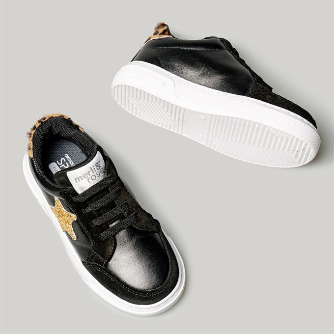 Merli&Rose Leather Star Sneakers | Black-Leopard - Merli&Rose Leather Star Sneakers | Black-Leopard - 21 EU - Merli & Rose - Melymod
