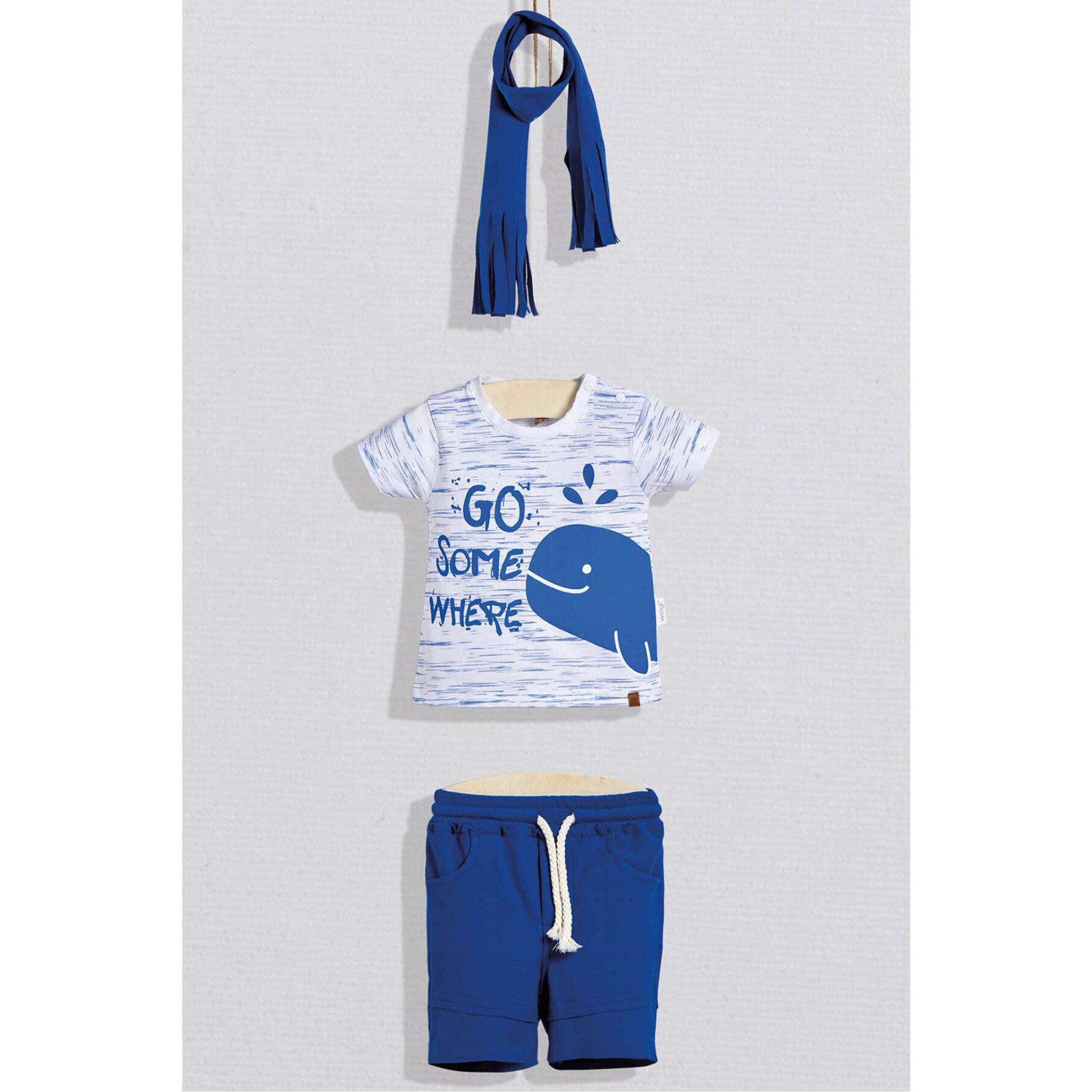 Dolphin Baby Boy Shorts & T-shirt - Set of 3 Pieces - Dolphin Baby Boy Shorts & T-shirt - Set of 3 Pieces - 3-6 Months - Wogi - Melymod