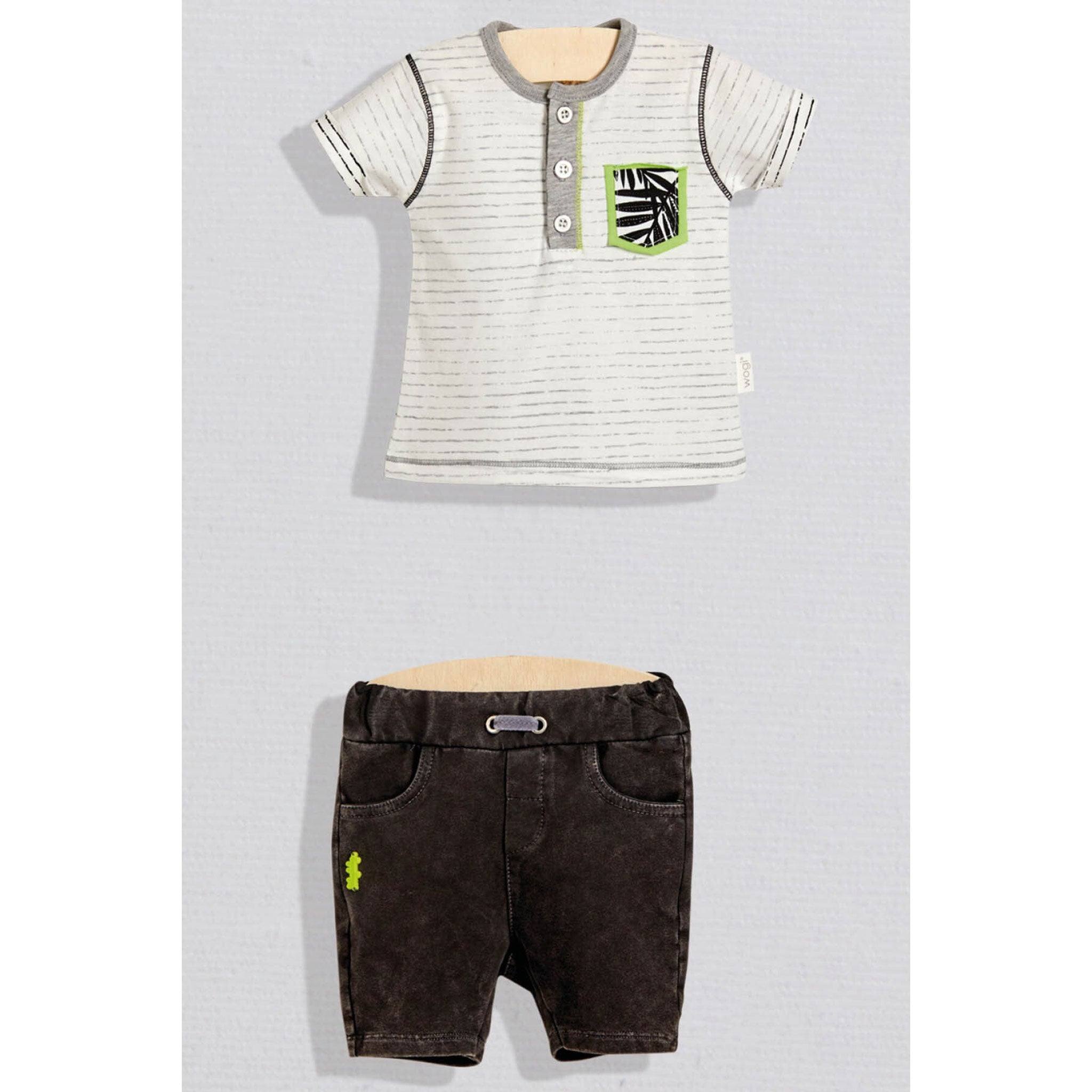 Gray Baby Short & T-shirt Set - Gray Baby Short & T-shirt Set - 3-6 Months - Wogi - Melymod